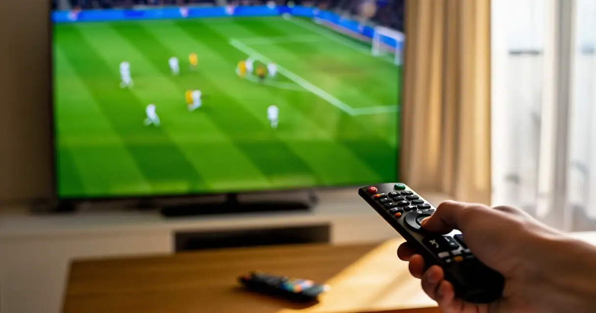 Henkil&ouml; seuraa jalkapallon MM-kisoja kotona TV:st&auml; vedonly&ouml;nti 2026 tapahtumia varten