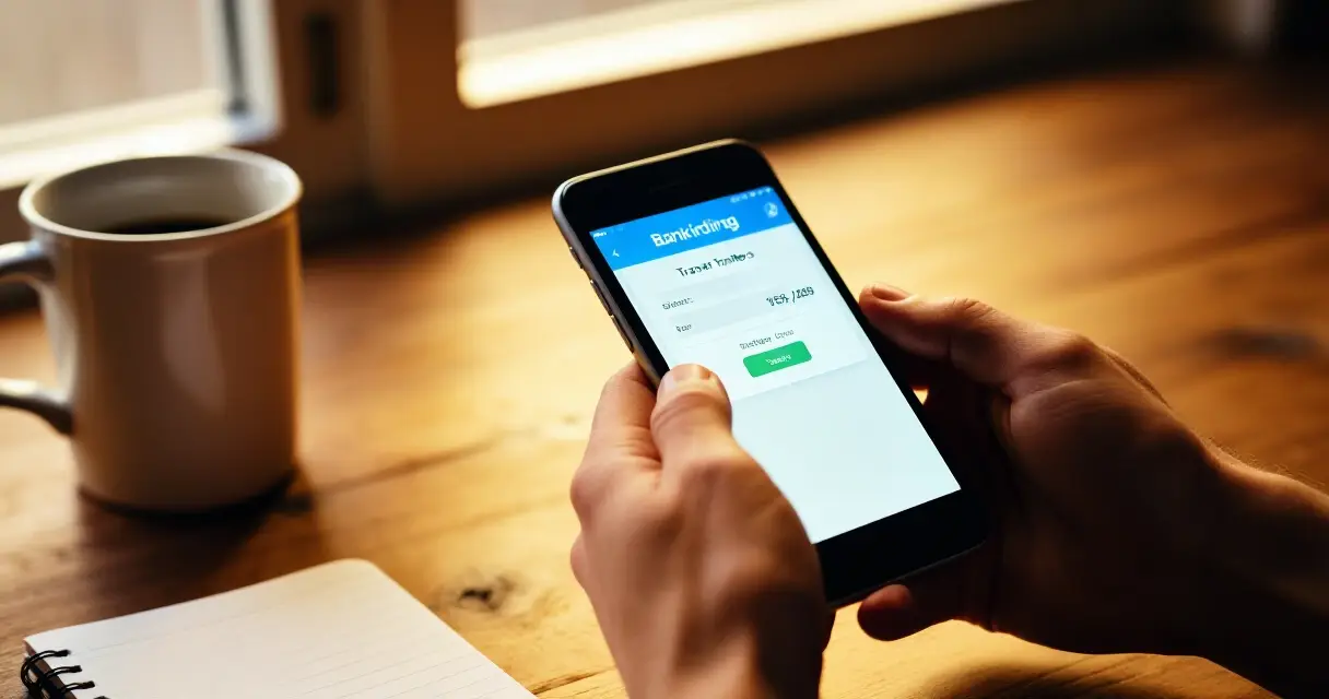 Henkilö käyttää mobiilipankkia Pay N Play -talletukseen vedonlyöntisivustolla